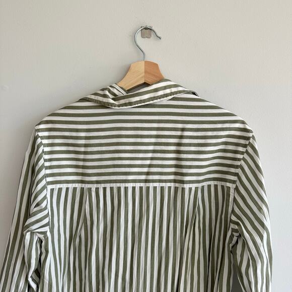 Vince Coast Striped Long Sleeve Shirtdress Green White - Picture 6 of 10